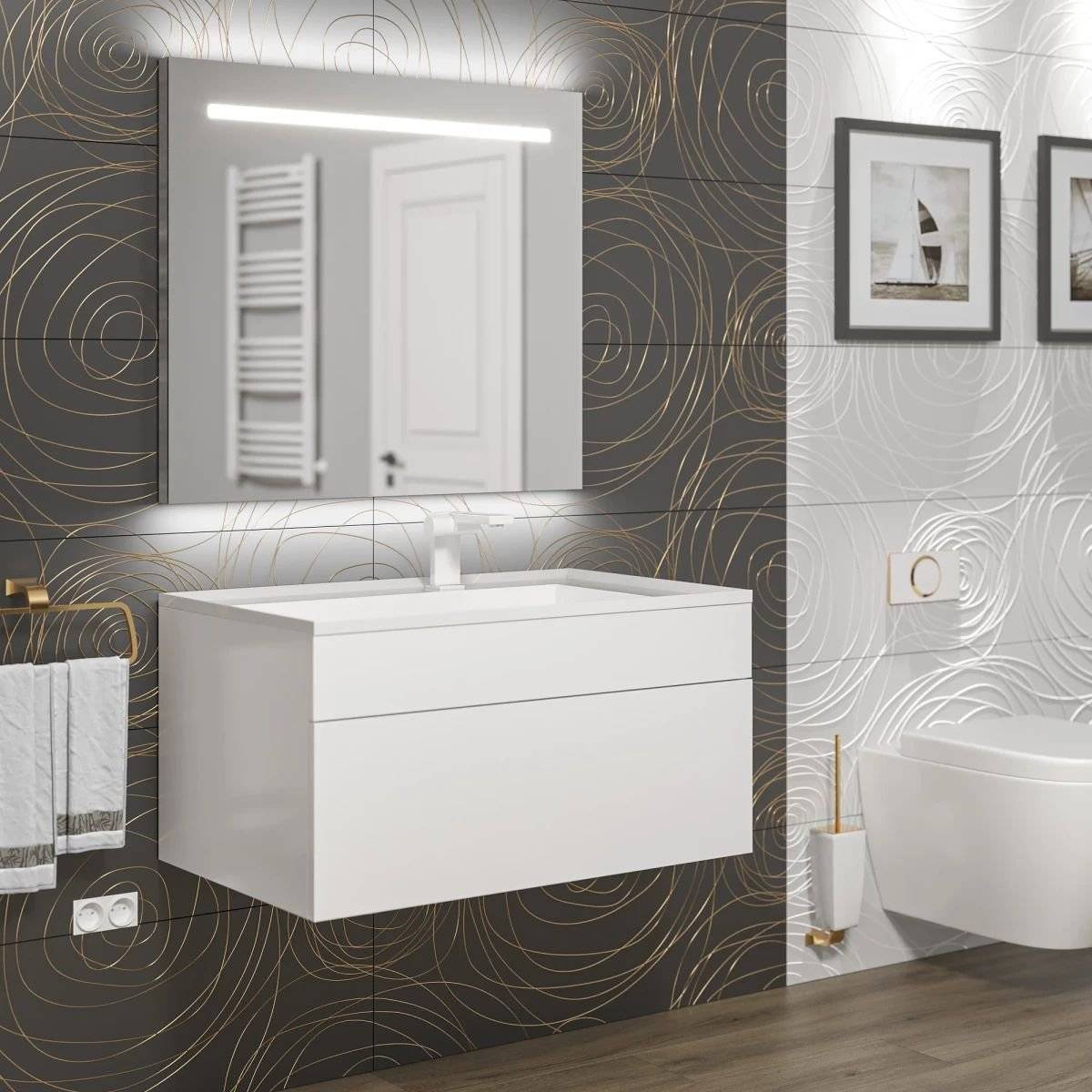 Раковина Uperwood Lotus 35490000000 белая глянцевая, 80x50 фото 6