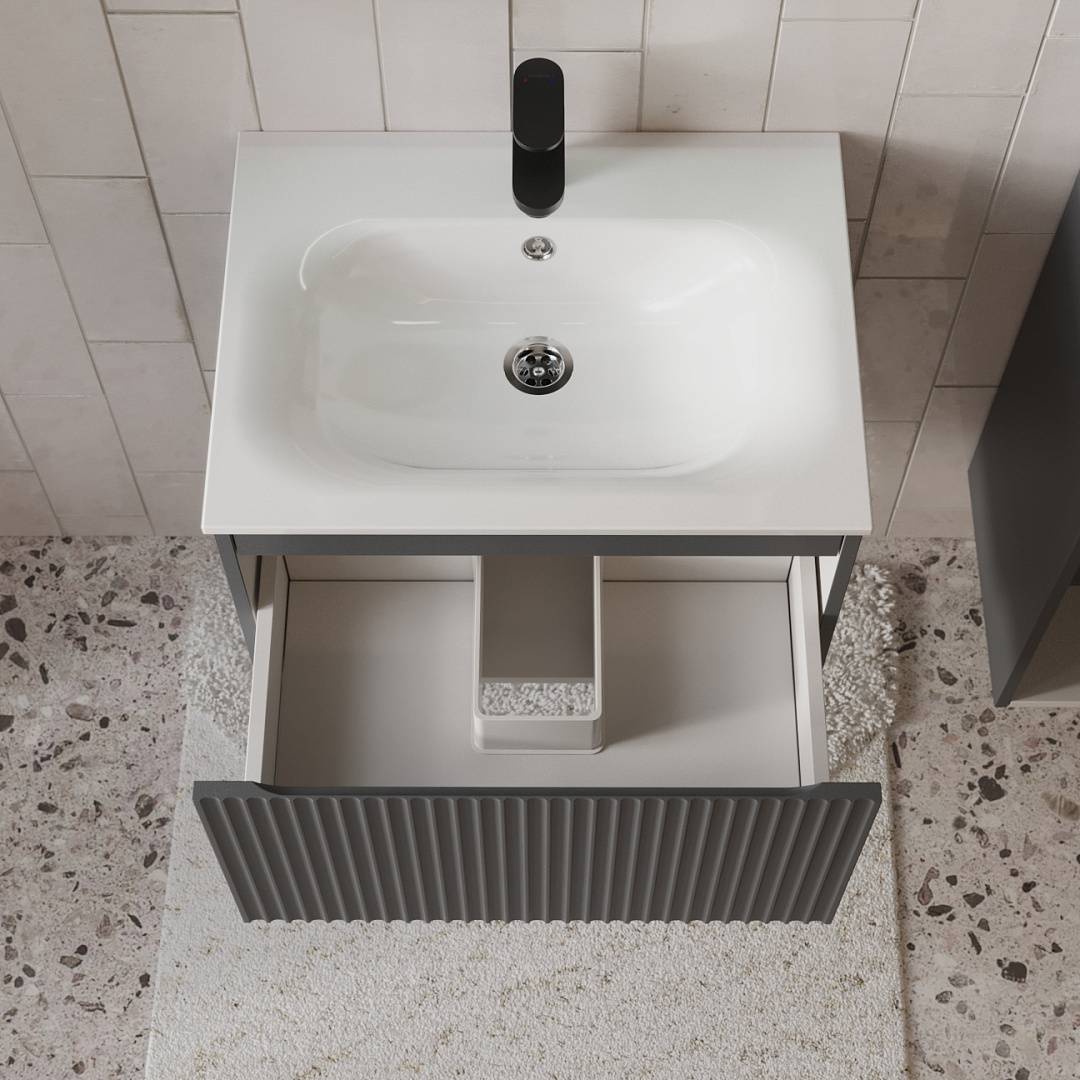 Тумба с раковиной Terminus Sicilia SIC10601701601O графит , 60x38 фото 2