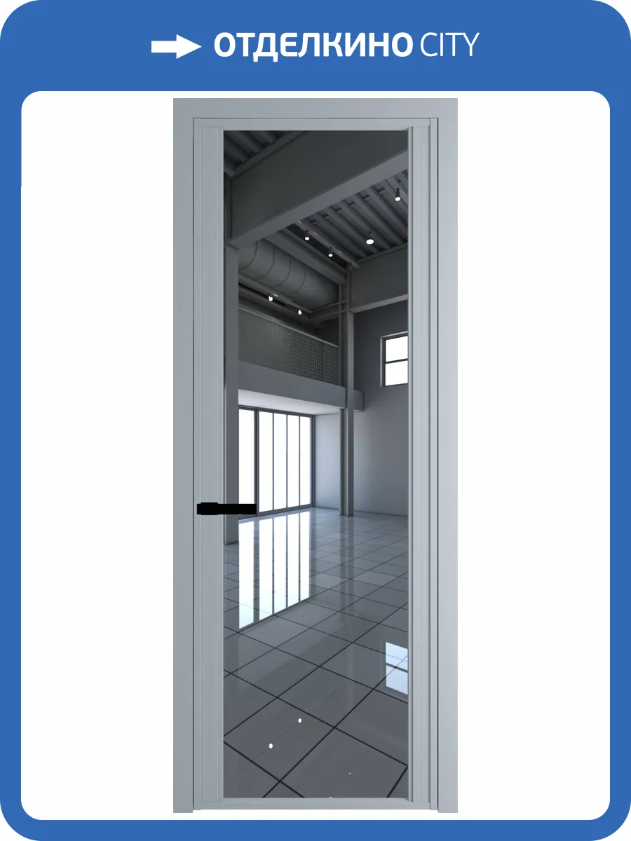 Межкомнатная дверь Profil Doors 2 AGP цвет профиля Серебро, стекло безопасное 6 мм зеркало 700x2000 фото 2