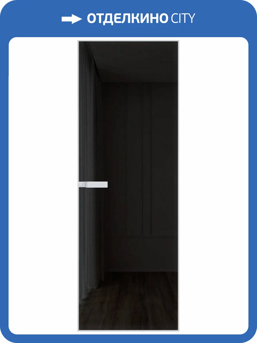 Межкомнатная дверь Profil Doors 1 AGN цвет профиля Вайт, стекло безопасное 4 мм черное тонированное 600x2000 фото 2