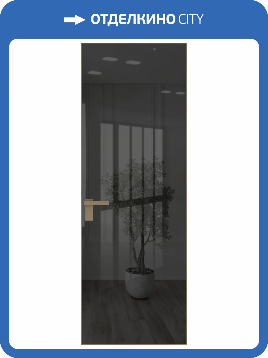 Межкомнатная дверь Profil Doors 1 AGK цвет профиля Шампань, стекло безопасное 4 мм зеркало серое 700x2000 фото 2