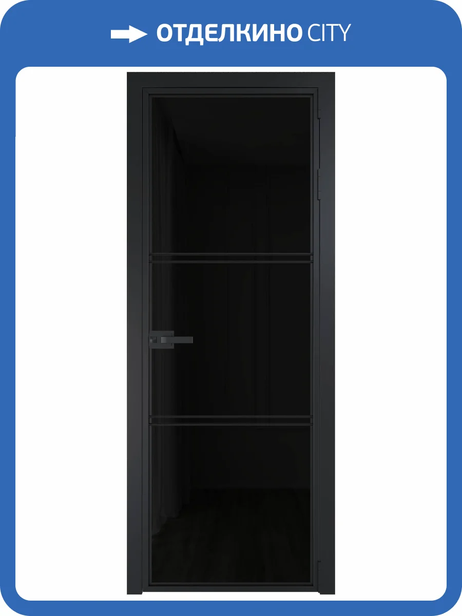 Межкомнатная дверь Profil Doors 3 AX цвет профиля Черный, стекло безопасное 6 мм черный триплекс 800x2000 фото 2