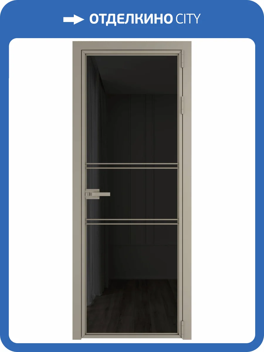 Межкомнатная дверь Profil Doors 2 AX цвет профиля Никель матовый, стекло безопасное 6 мм черное тонированное 600x2000 фото 2