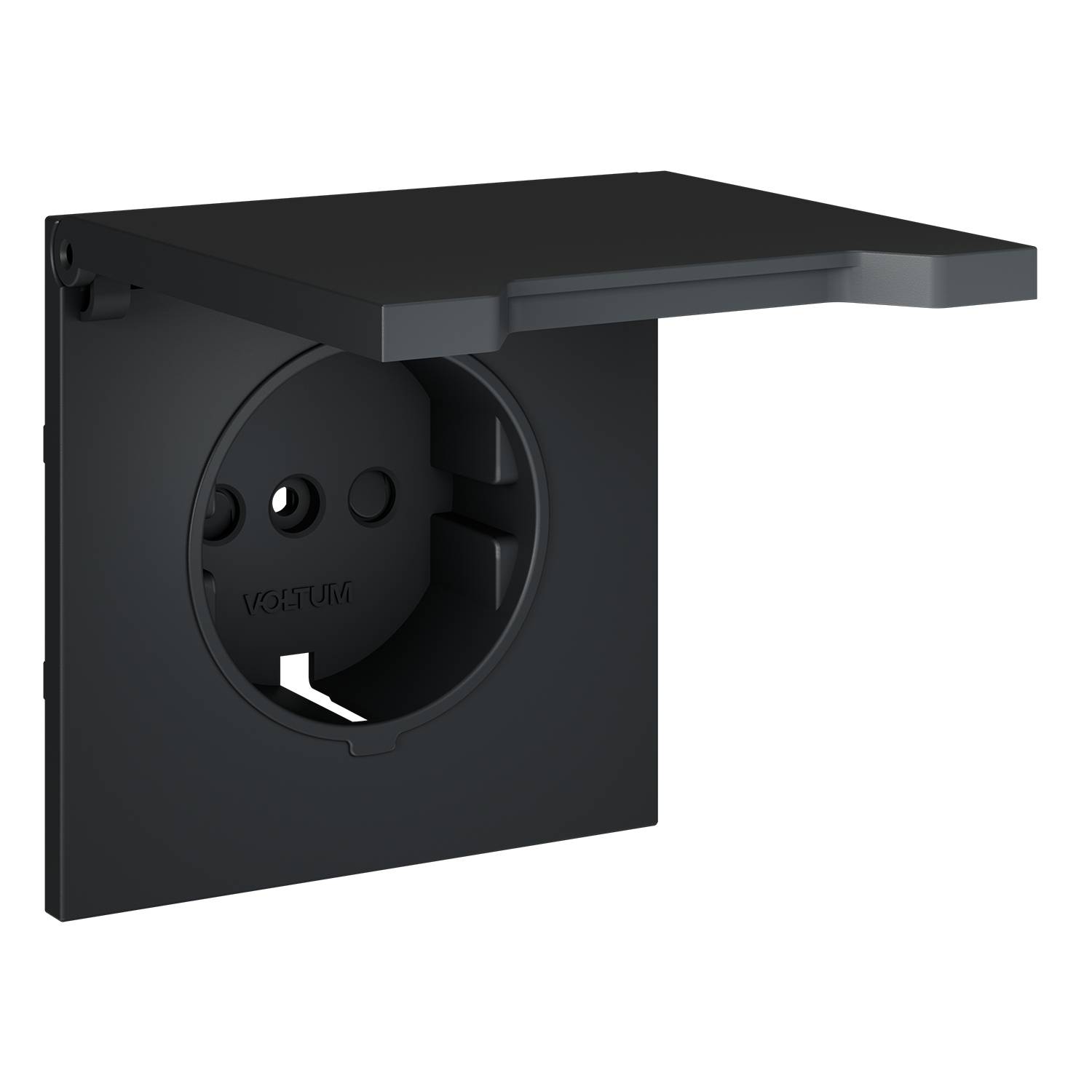 Лицевая панель для розетки с заземлением, шторками и крышкой Voltum S70 VLS000807 графит
