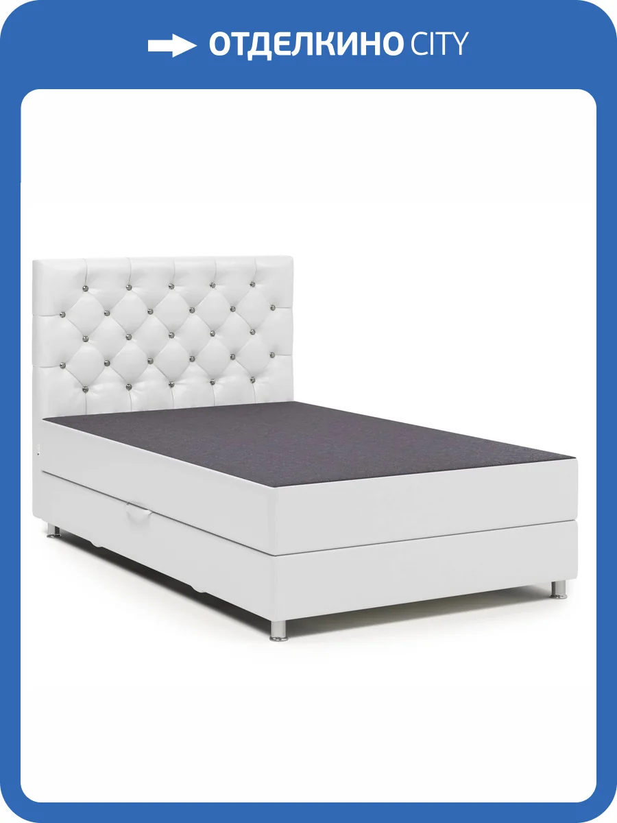 Кровать Шарм-Дизайн Шармэль Люкс 104210753 100x198 серая рогожка и белая экокожа фото 5