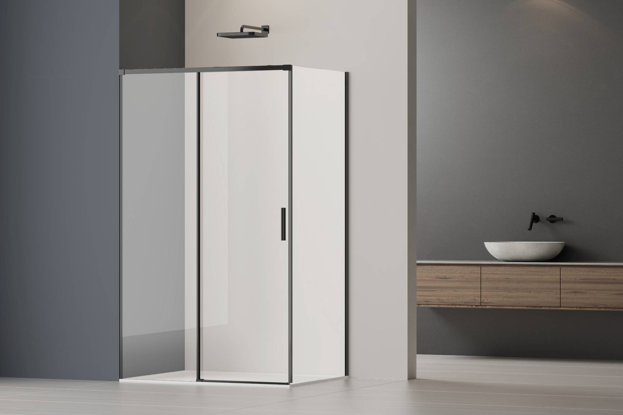 Душевой уголок Vincea Soft 2 VSR-3SO29013CLB профиль черный, стекло прозрачное, 130x90x200 фото 2