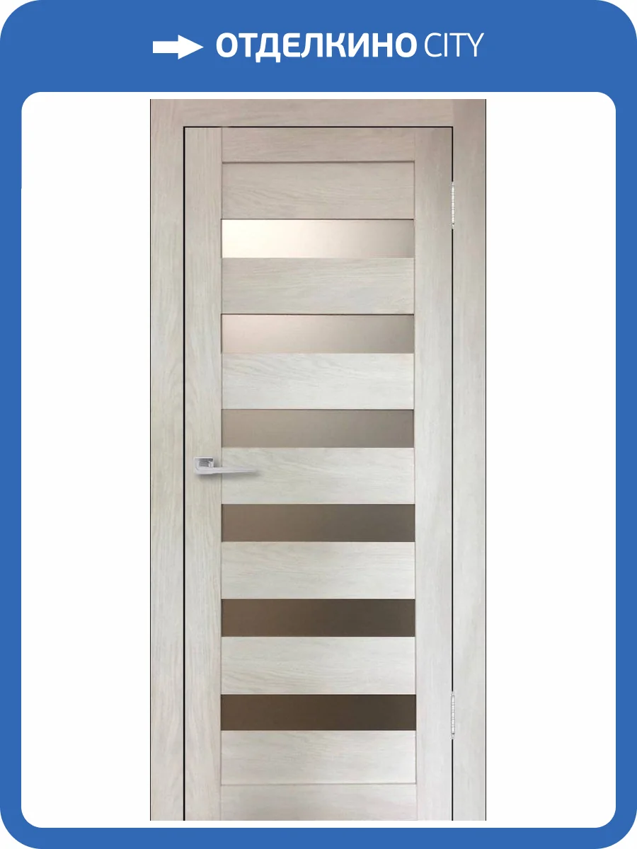 Межкомнатная дверь Verda ПВХ Бавария 03, остеклённая, дуб шале капучино 600x2000 фото 2