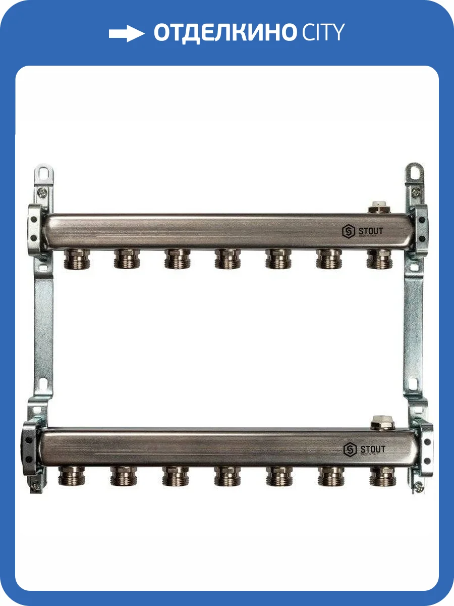 Коллектор Stout из нержавеющей стали для радиаторной разводки 1/3/4x7, SMS 0923 000007 фото 5