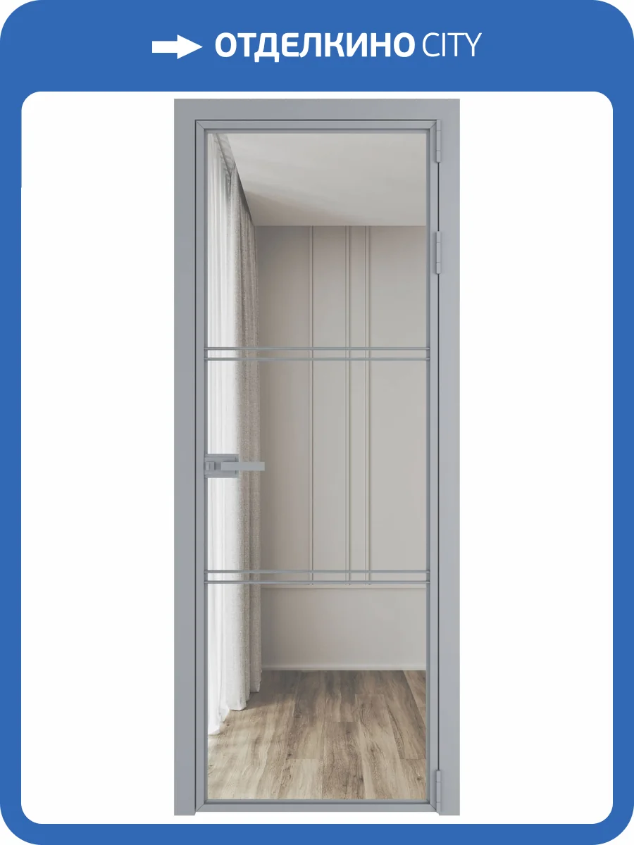 Межкомнатная дверь Profil Doors 3 AX цвет профиля Серебро, стекло безопасное 6 мм прозрачное 600x2000 фото 2