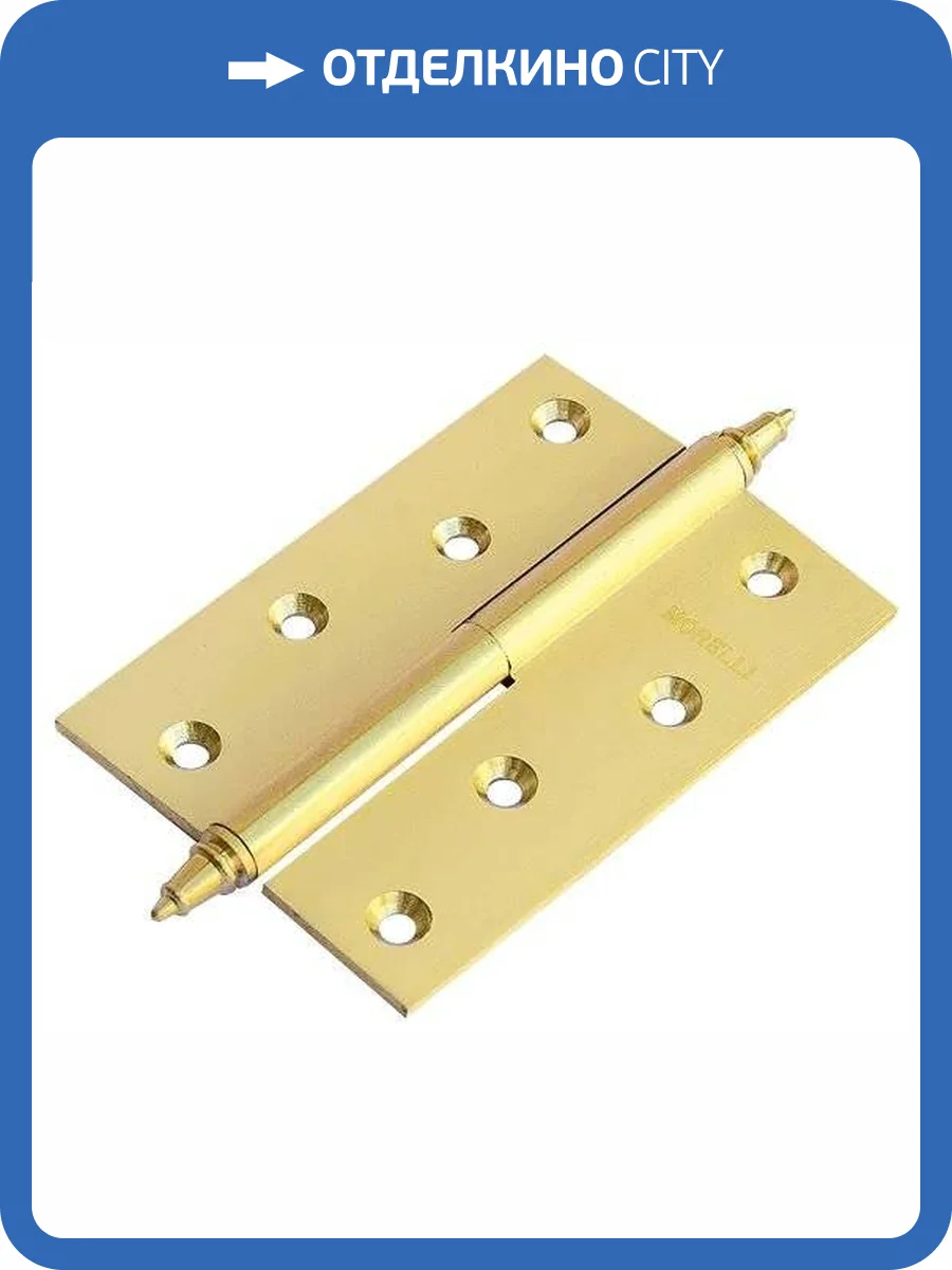 Петля карточная Morelli MB 100X70X3 SG L C матовое золото, с коронкой, левая, врезная фото 3