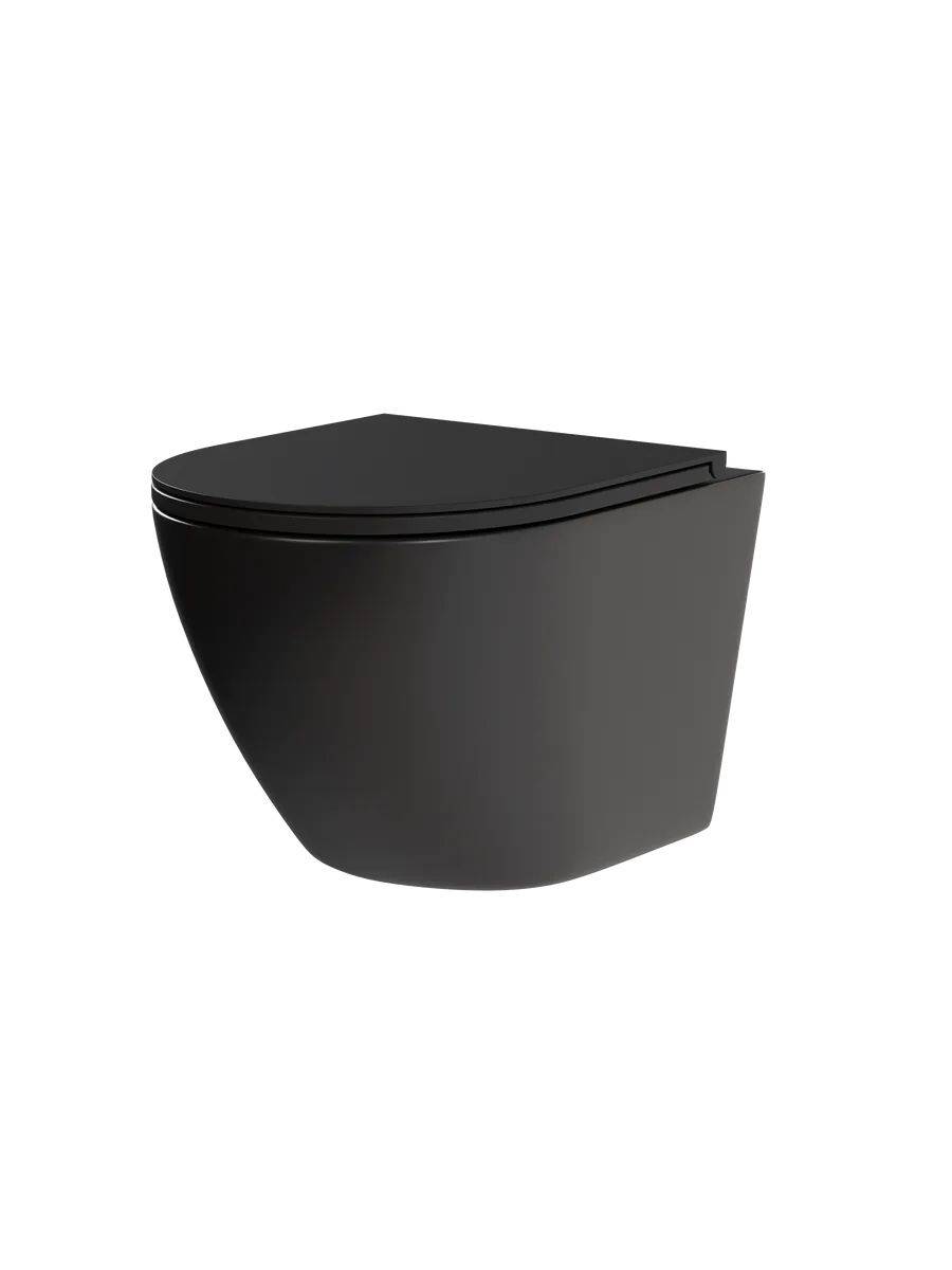 Унитаз подвесной Watersense Milana S W00080 безободковый, сиденье микролифт, черный матовый фото 13