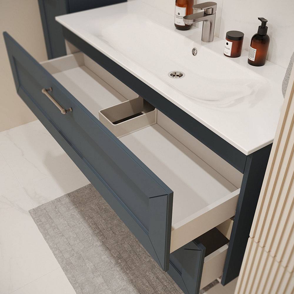 Тумба с раковиной Terminus Victoria VIC101202703101O серый шёлк, 120x62 фото 2