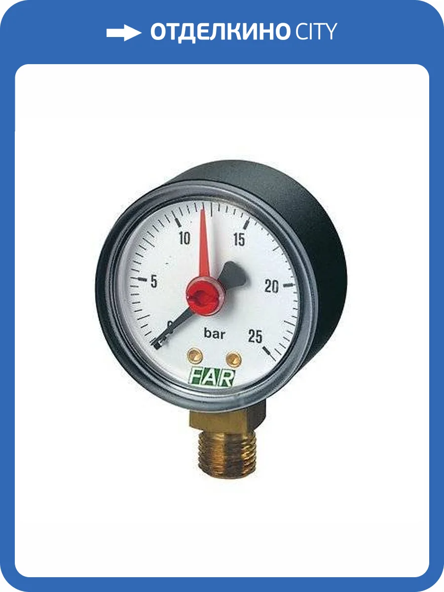 Манометр FAR 1/4 (радиальное соединение) , 0-25 бар, - 30-120 C, O 50 мм фото 2
