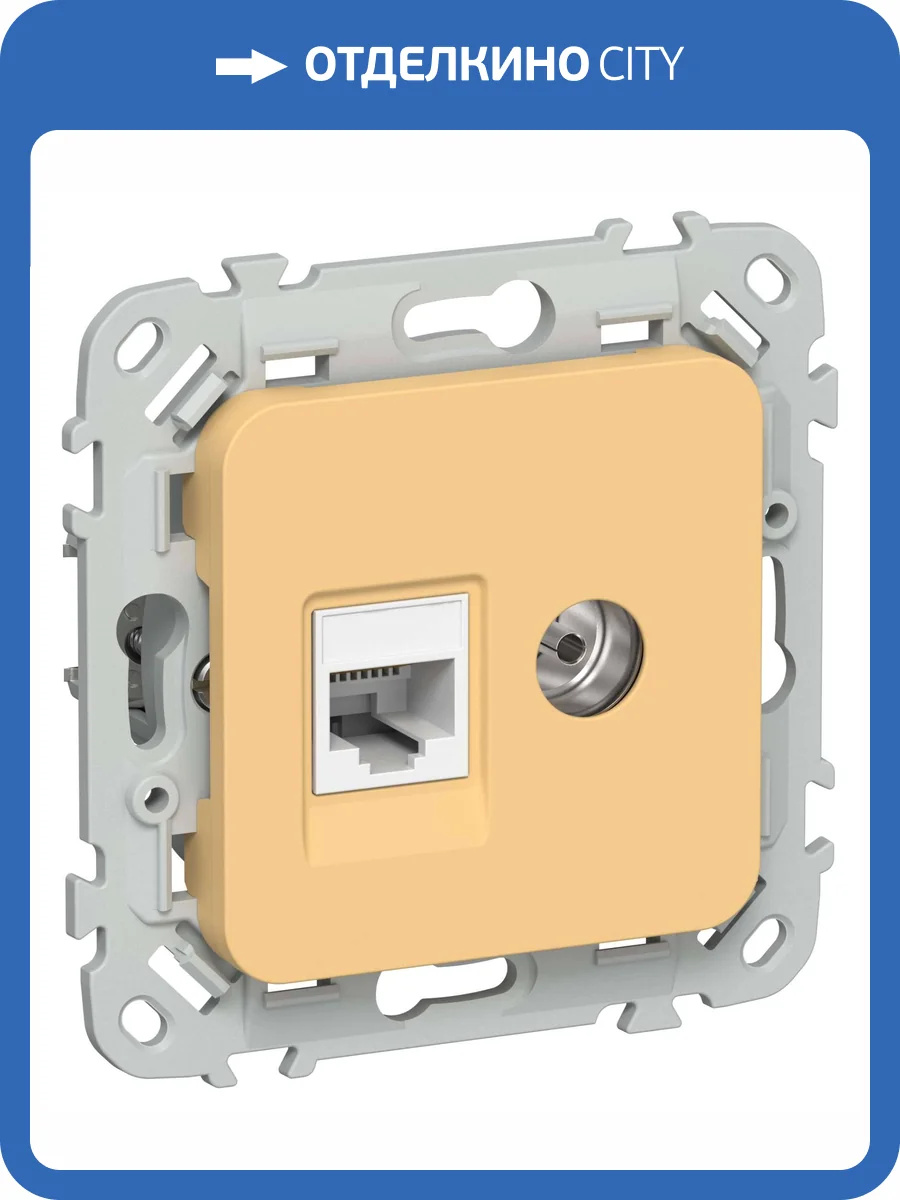 ТВ-розетка+Ethernet RJ45 IEK Flite FI-AK22-1-K90 золотарник фото 2