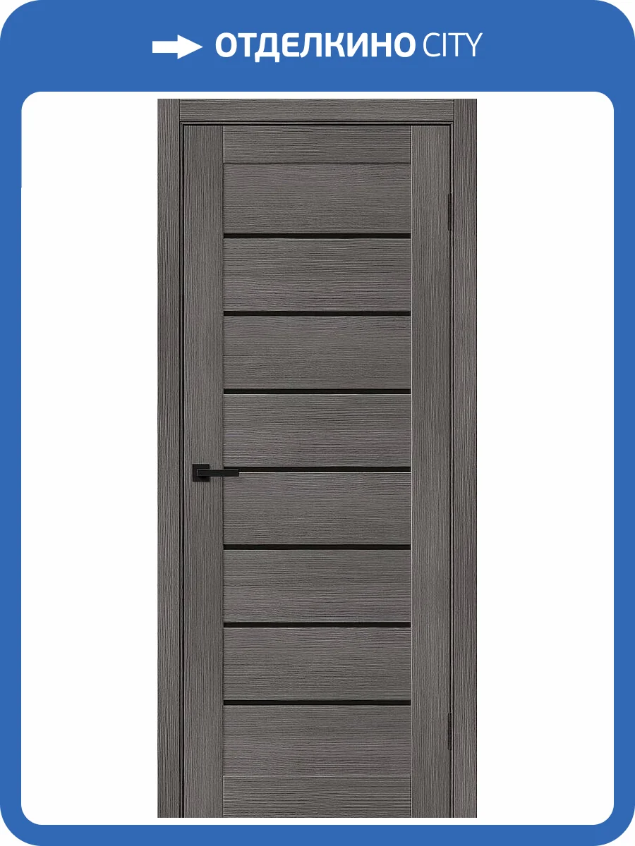 Межкомнатная дверь Bravo Браво-22 полотно Grey Melinga, cтеклянная вставка Black Shine 600x1900 фото 2