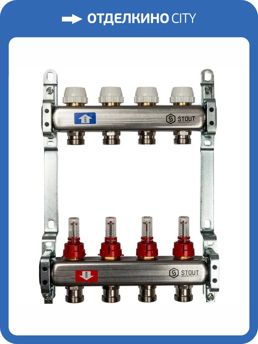 Коллектор Stout из нержавеющей стали с расходомерами 1/3/4x4, SMS 0917 000004 фото 7