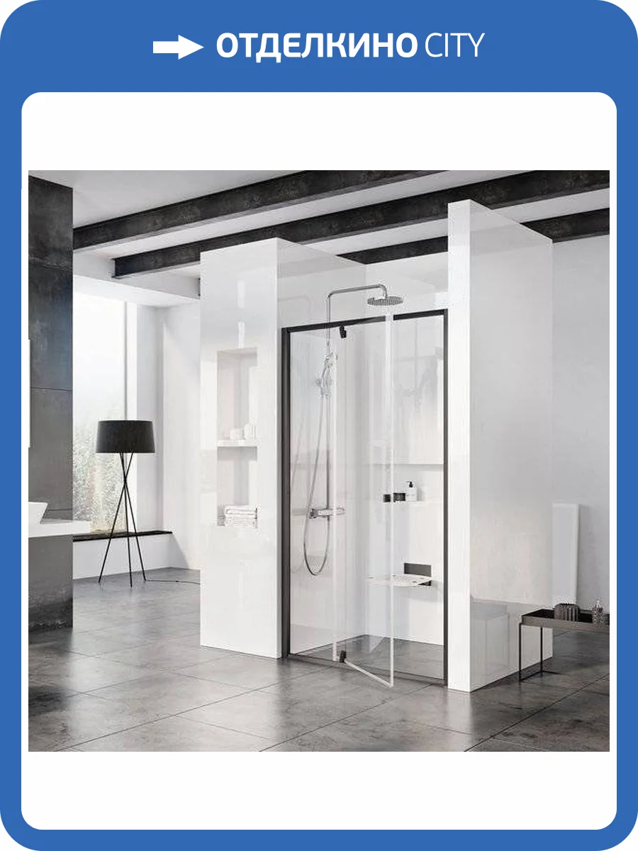 Душевая дверь в нишу Ravak PDOP2-110 Transparent, профиль черный фото 6