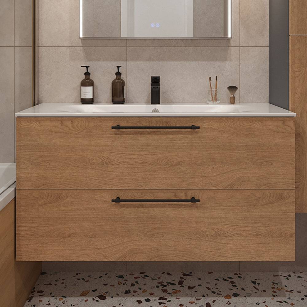 Тумба с раковиной Terminus Venta VEN101002300001O шпон, дуб, 100x62