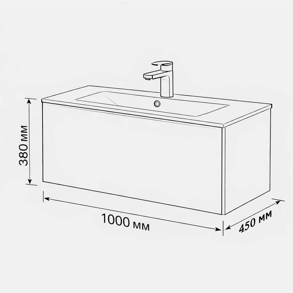 Тумба с раковиной Terminus Vega VEG101001701601OSL графит, 100x38 фото 3