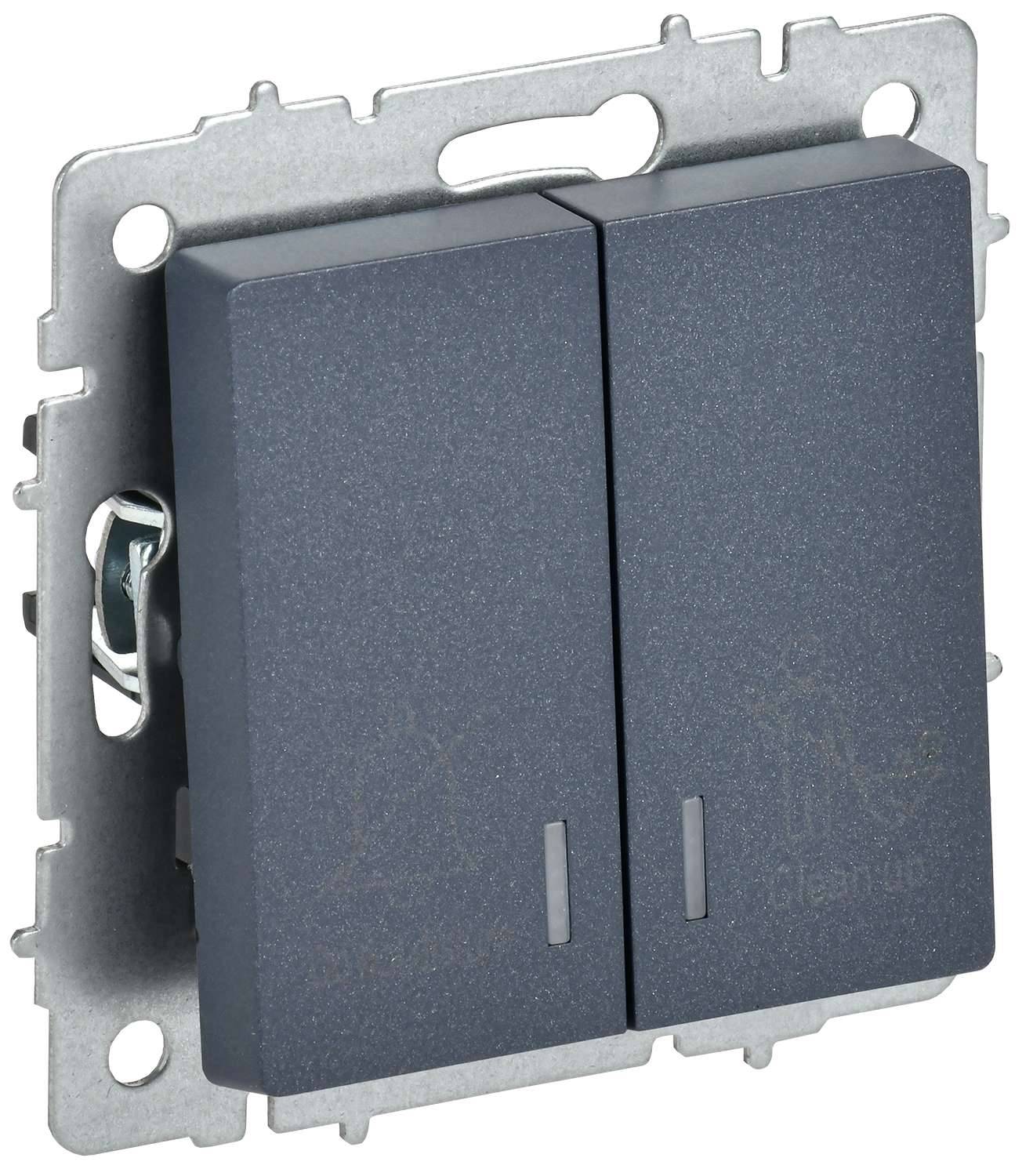 Выключатель 2-клавишный IEK Brite BR-V20-2-10-K35 маренго