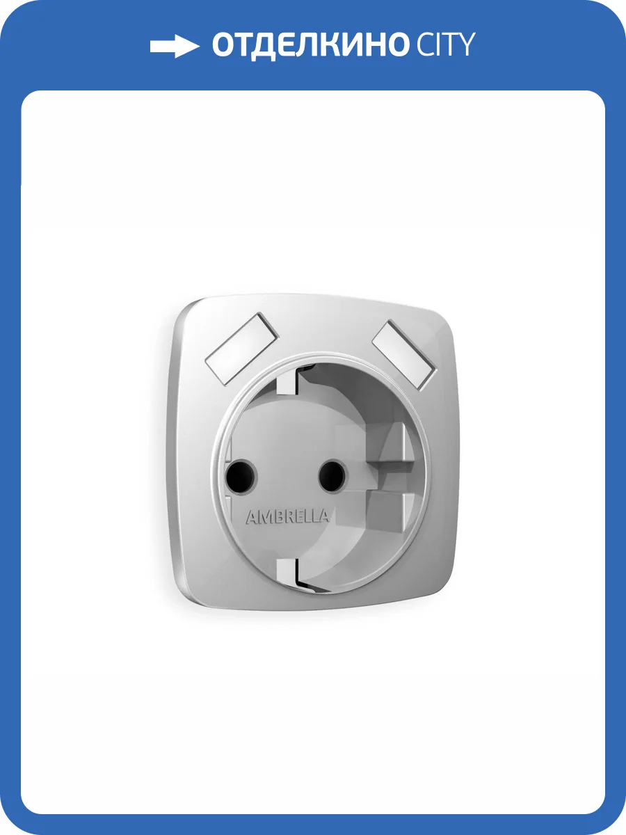 Лицевая панель для электрической розетки с заземлением со шторками 2USB A+A Ambrella Volt Omega OP4090 серебро глянец фото 3