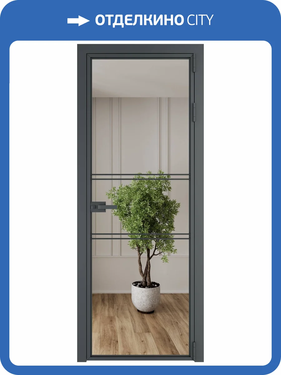 Межкомнатная дверь Profil Doors 2 AX цвет профиля Серая ночь, стекло безопасное 6 мм зеркало 700x2000 фото 2
