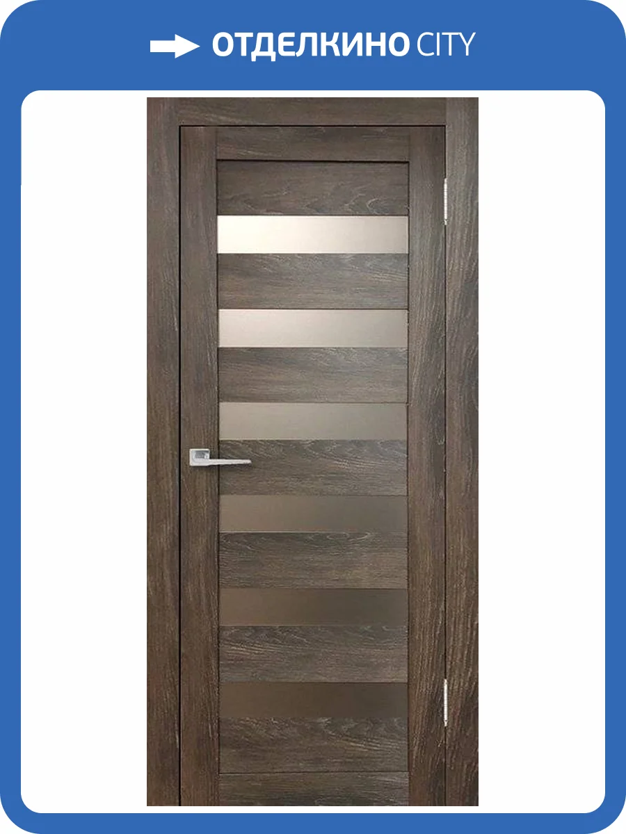 Межкомнатная дверь Verda ПВХ Бавария 03, остеклённая, дуб шале корица 800x2000 фото 2