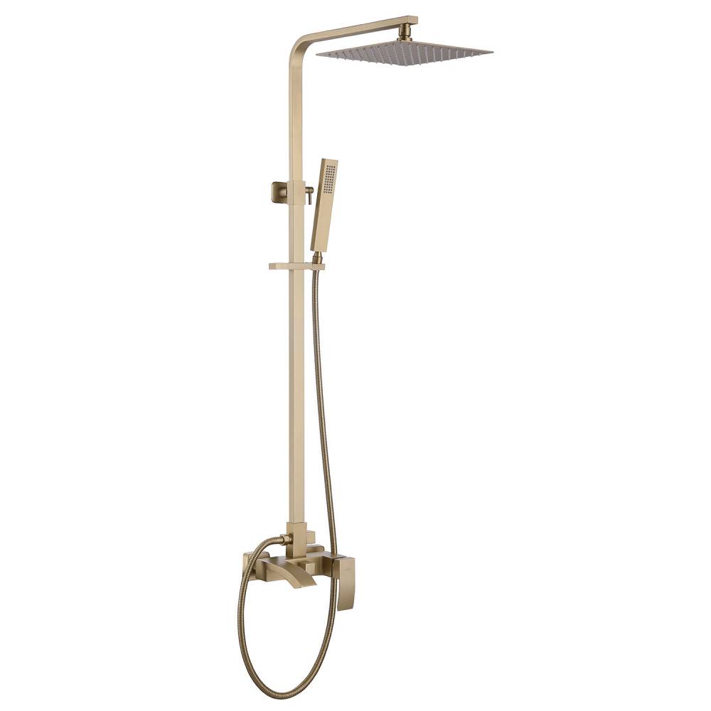 Душевая стойка Abber Wasserfall AF8616GL с изливом, золото матовое