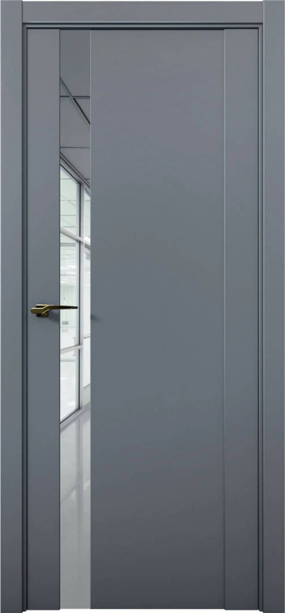 Межкомнатная дверь остекленная Brandoors Prime 07 Полотно Антрацит, Зеркало 2000х800