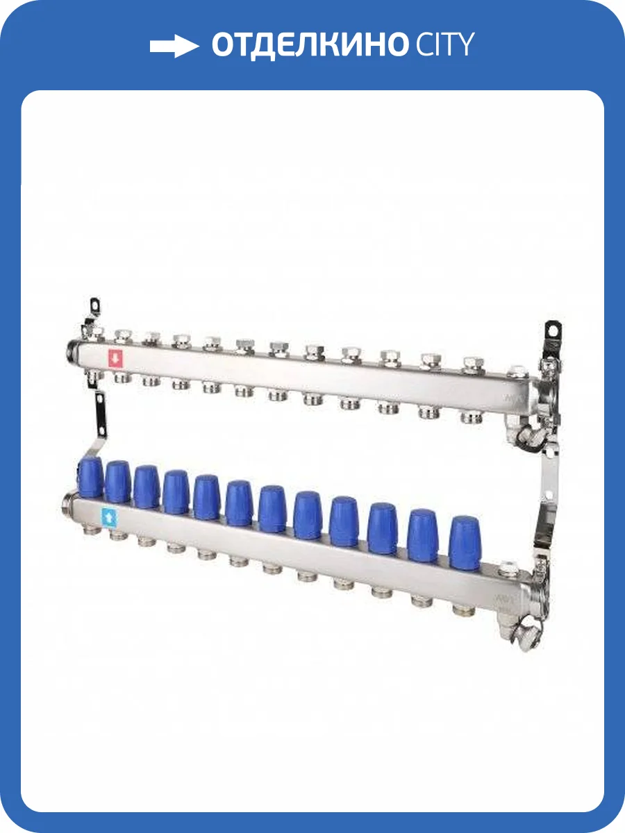 Коллектор MVI без расходомеров, c дренажным краном и воздухоотводчиком 12 выходов фото 2