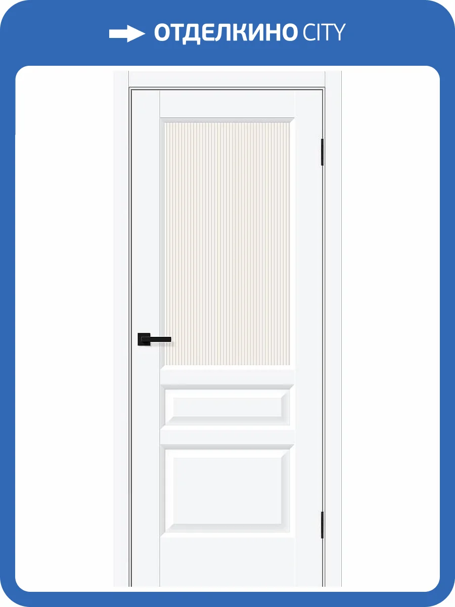 Межкомнатная дверь Bravo Неоклассик-35 полотно White Silk, стекло Magic Moru 700x2000 фото 2