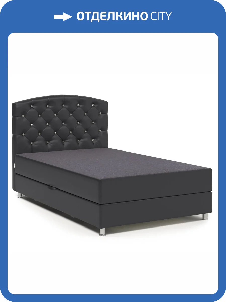 Кровать-тахта Шарм-Дизайн Премиум Люкс 104210814 120x198 серая рогожка и черная экокожа фото 5