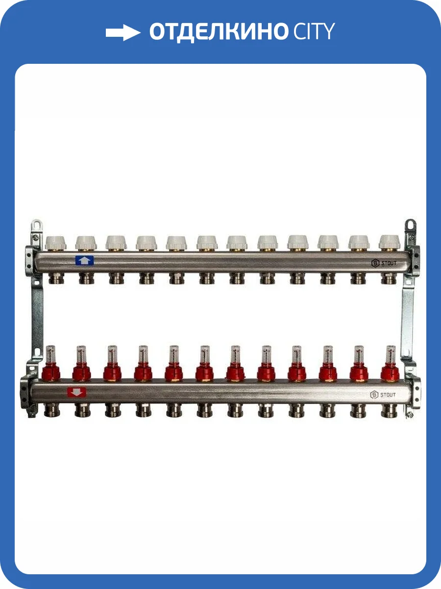 Коллектор Stout из нержавеющей стали с расходомерами 1/3/4x12, SMS 0917 000012 фото 7