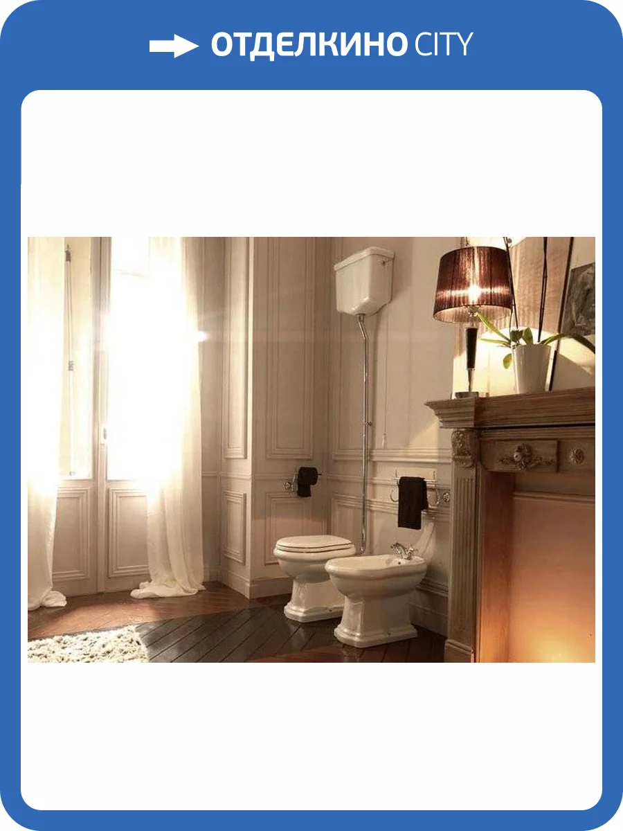 Механизм слива Kerasan NEW "CATIS" для высокого бачка с держателем, ручка белая, без трубы, цвет хром фото 2