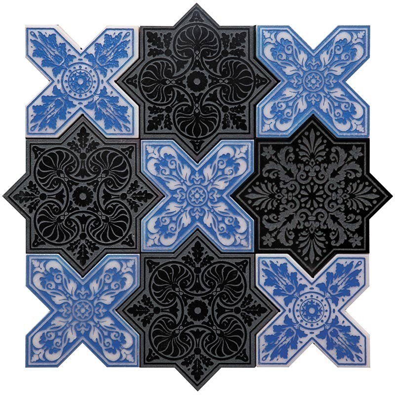Мозаика Skalini Pantheon PNT (BLACK-BLUE) Черно Голубая 9.2x18.4
