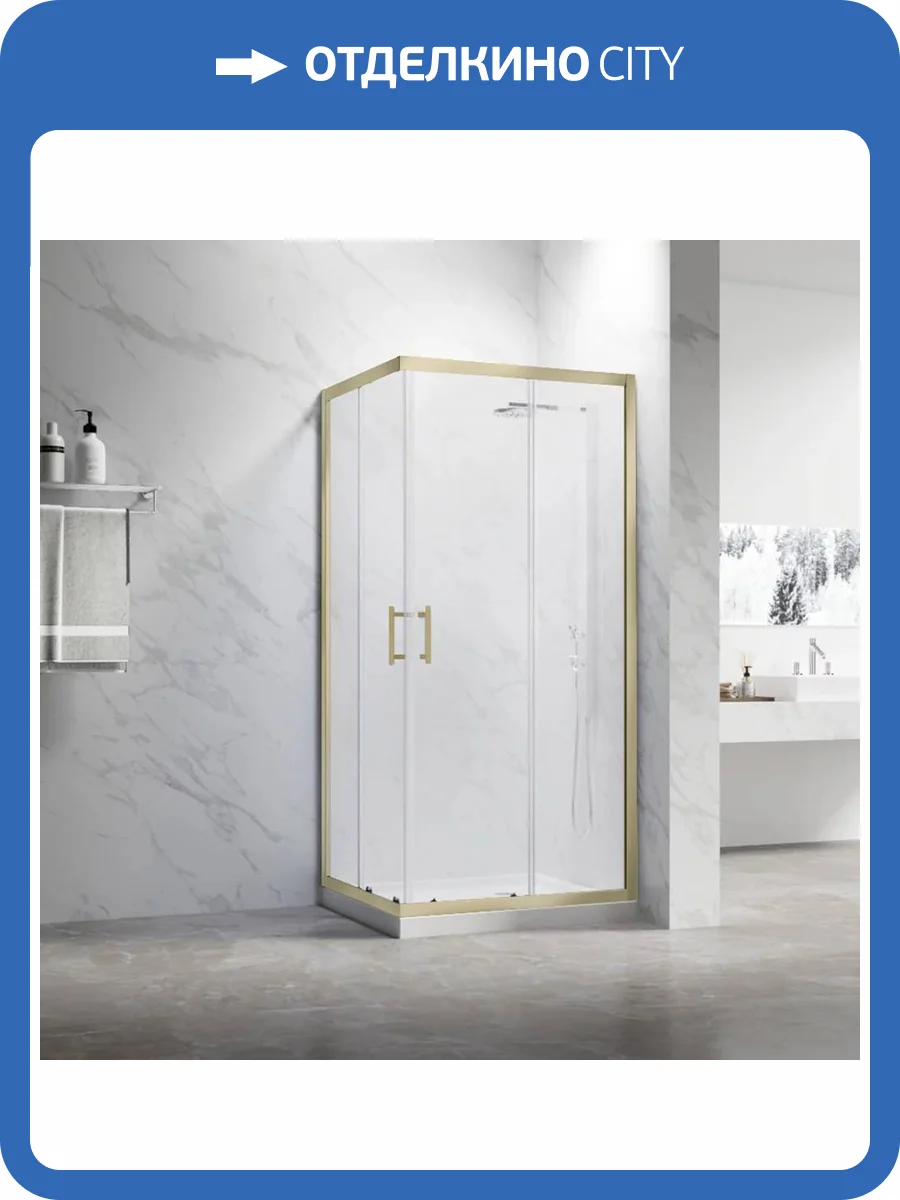 Душевой уголок Veconi Rovigo профиль золото брашинг, стекло прозрачное, 110x80x190 фото 4