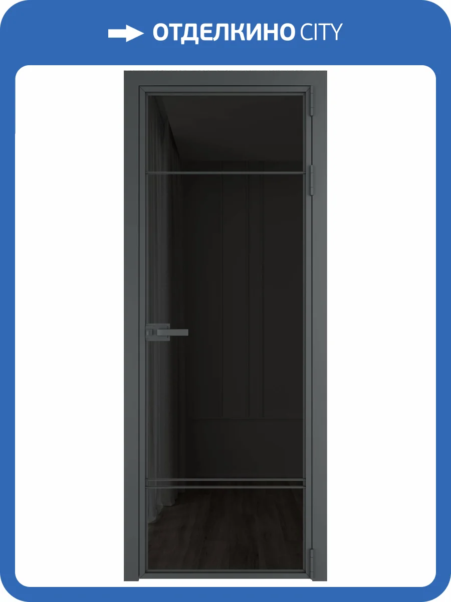 Межкомнатная дверь Profil Doors 4 AX цвет профиля Серая ночь, стекло безопасное 6 мм черное тонированное 700x2000 фото 2