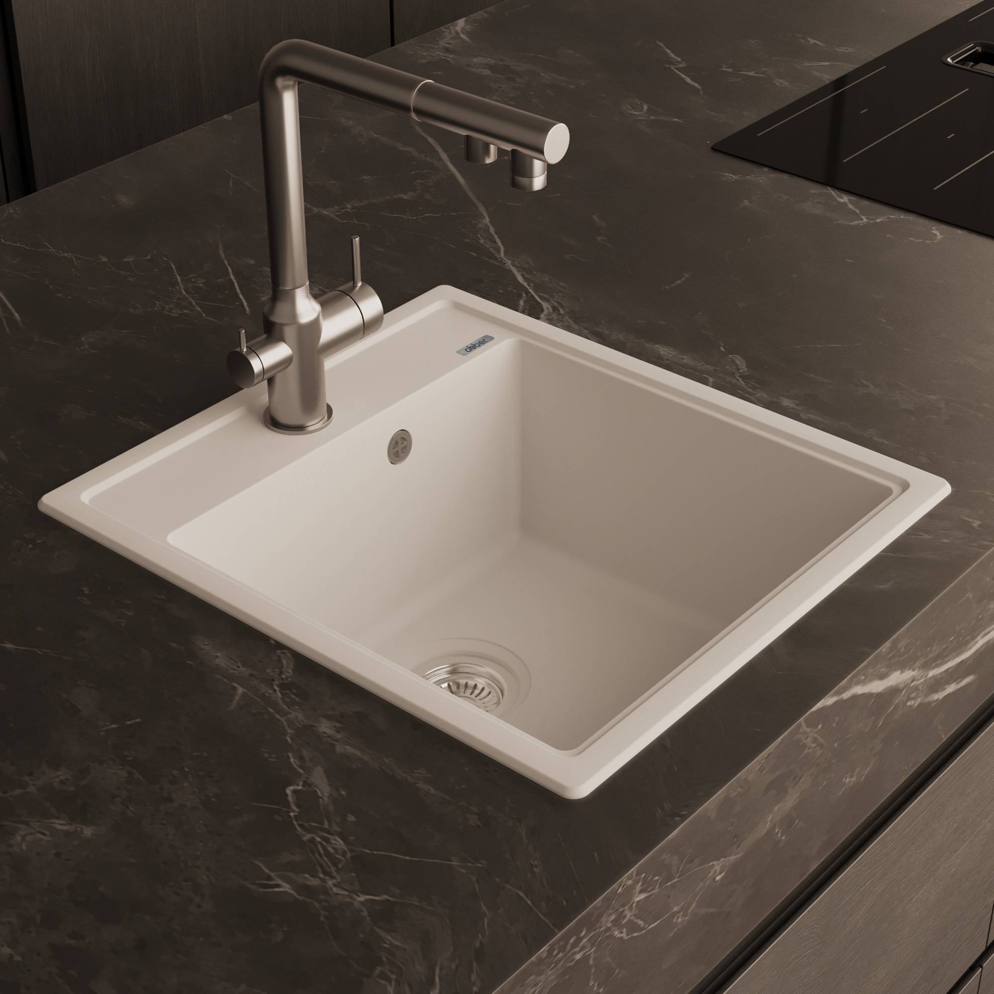 Мойка кухонная Abber Quarz AQ2901W белый, 51x46 фото 8