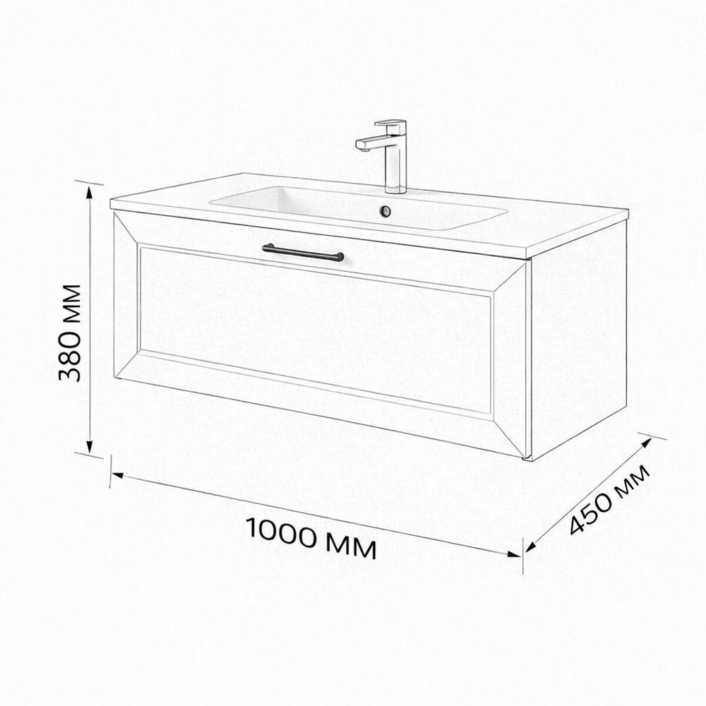 Тумба с раковиной Terminus Victoria VIC101001703101O серый шёлк, 100x38 фото 3