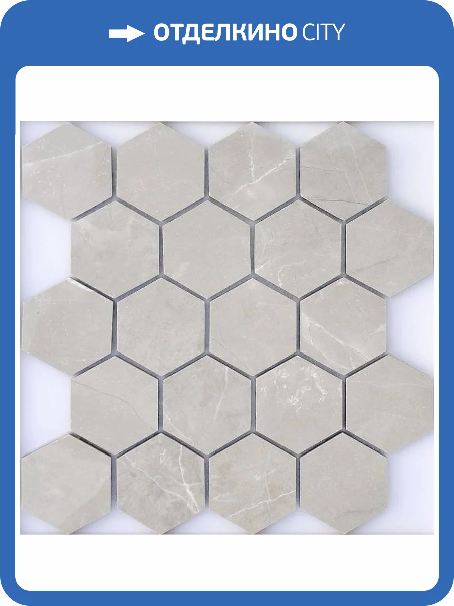 Мозаика LeeDo Marble Porcelain Large Nuvola grigio Pol (3.7x6.4) 26.7x30.8 фото 2