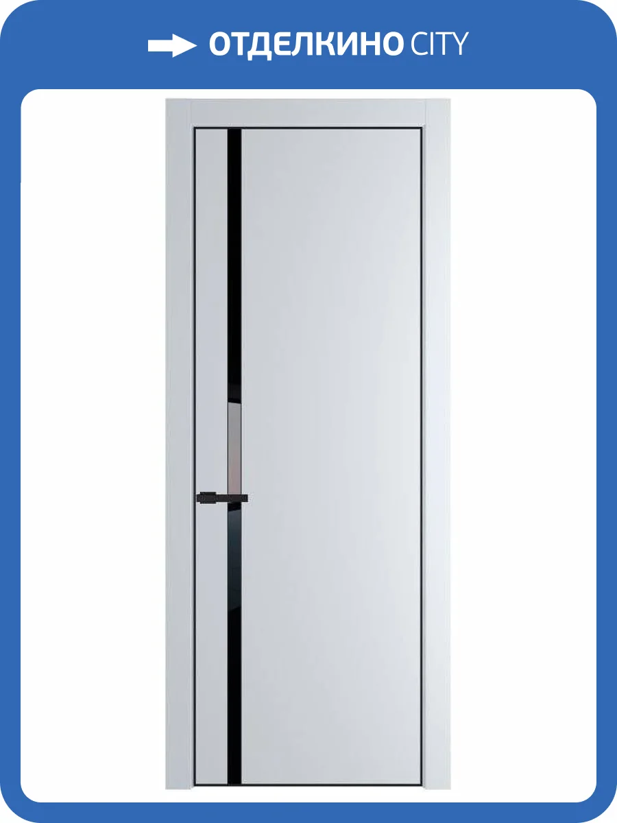 Межкомнатная дверь Profil Doors 21 PE полотно Вайт, кромка алюминиевая с четырех сторон черная, стеклянная вставка черный лак 700x2000 фото 2
