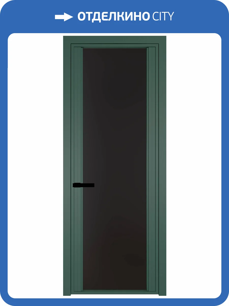 Межкомнатная дверь Profil Doors 2 AGP цвет профиля Зеленый воск, стекло безопасное 6 мм монохром черный 600x2000 фото 2