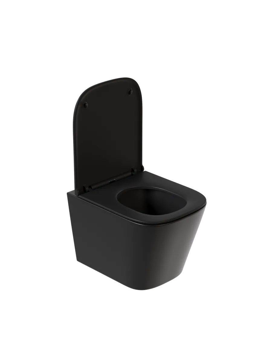 Унитаз подвесной Watersense Eva S W00083 безободковый, сиденье микролифт, черный матовый фото 12