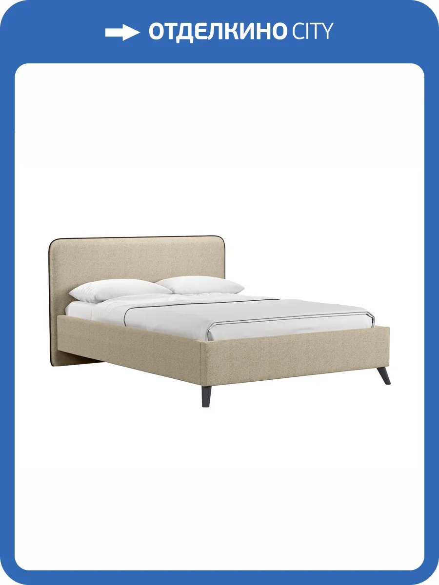 Кровать Нижегородмебель Миа bravo light brown (бежево-коричневый)/кант лайт 10 велюр 140x200 фото 4