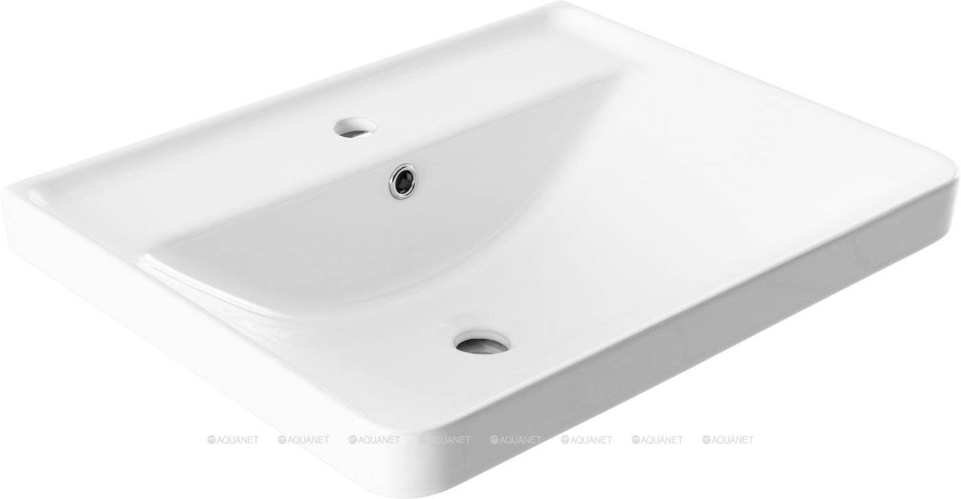 Тумба с раковиной Aquanet Ирис new 60 312425 подвесная, белый глянец, 2 ящика, раковина Ирис-Т 00346264 фото 3