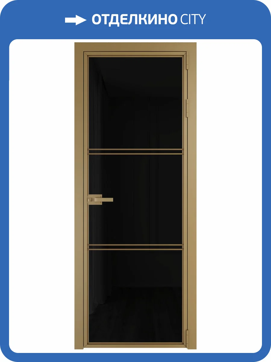 Межкомнатная дверь Profil Doors 3 AX цвет профиля Золото, стекло безопасное 6 мм черный триплекс 700x2000 фото 2
