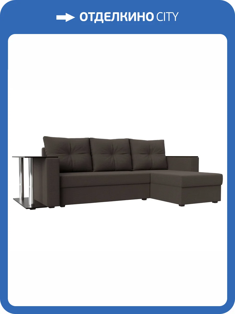 Диван угловой Лига Диванов Атланта Лайт 121163 амур коричневый, правый угол фото 10