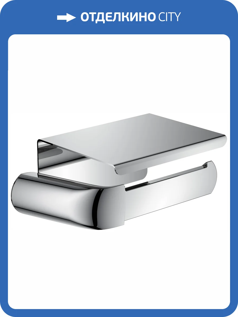 Держатель туалетной бумаги Rush Flores FL08111B с полкой для телефона, хром фото 3