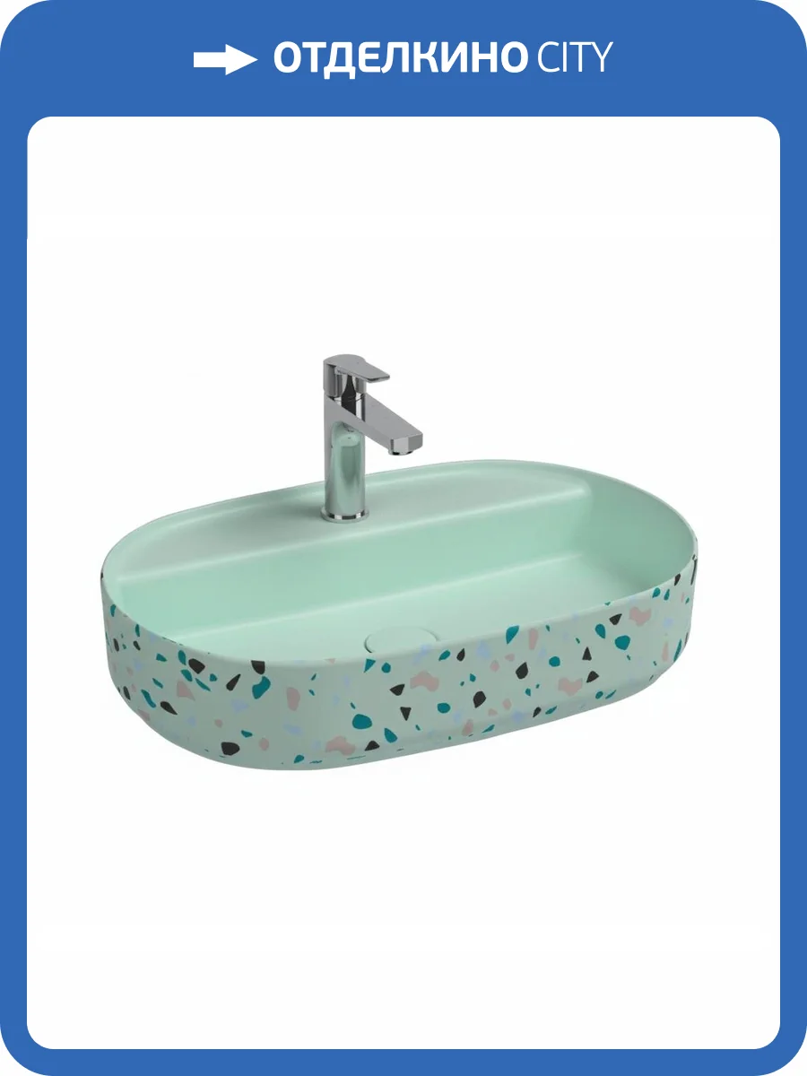 Раковина Isvea Infinity 10NF65060SV-2T-TRZ 60 см, мятно-зеленая матовая фото 3