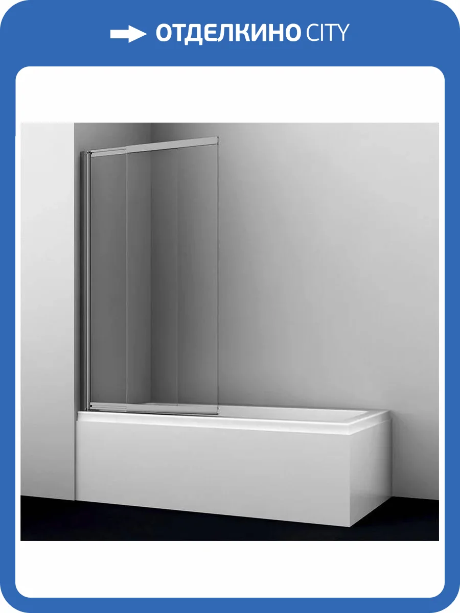 Шторка на ванну Wasserkraft Tauber 64S02-100 профиль никель, стекло прозрачное, 100x140 фото 3